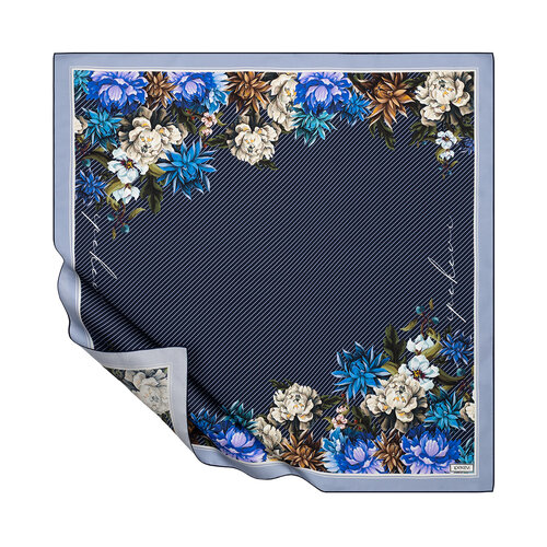 Navy Blue Eva Twill Silk Scarf