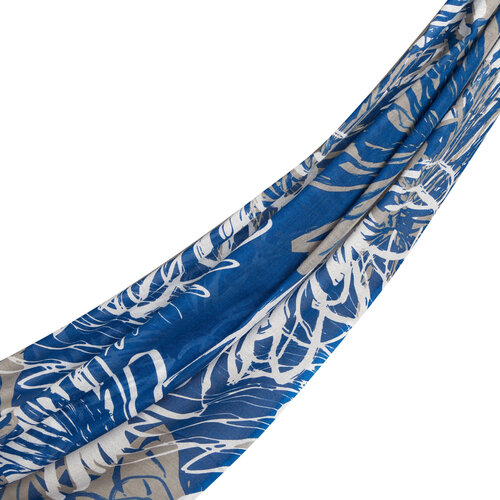Navy blue Flower Shadow Print Modal Cotton Scarf