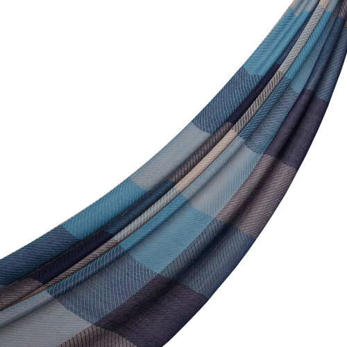 Navy Blue Oil Cube Block Wool Scarf Shawl