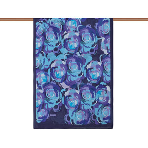 Navy Blue Soulful Blooms Tencel Print Scarf - Thumbnail