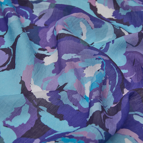 Navy Blue Soulful Blooms Tencel Print Scarf