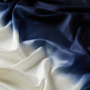 Navy Blue White Mono Blinds Gradient Silk Scarf - Thumbnail