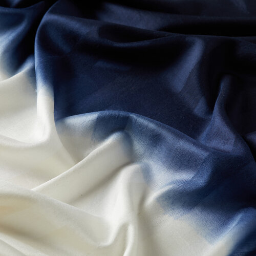 Navy Blue White Mono Blinds Gradient Silk Scarf