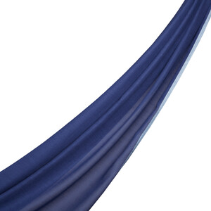 Navy Bordered Modal Silk Scarf - Thumbnail