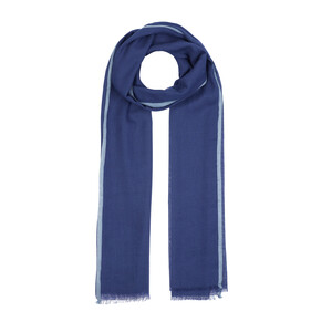 Navy Bordered Modal Silk Scarf - Thumbnail