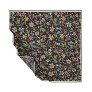 Navy Botanical Cotton Scarf - Thumbnail
