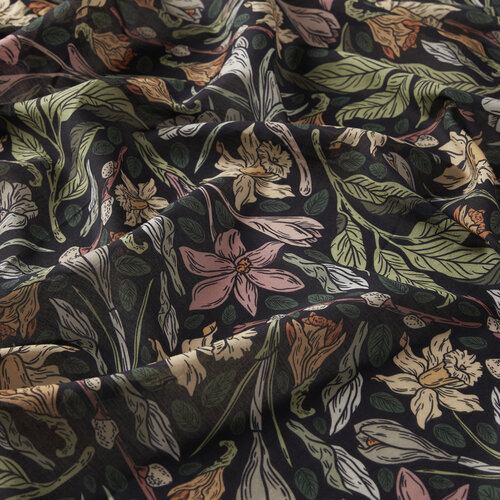 Navy Botanical Cotton Scarf