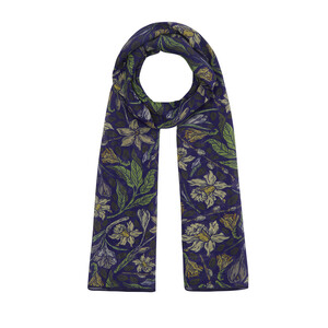 Navy Botanical Cotton Scarf - Thumbnail