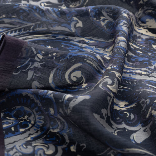 Navy Breeze Print Tencel Scarf