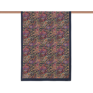 Navy Burgundy Mezopotamya Print Tencel Scarf - Thumbnail
