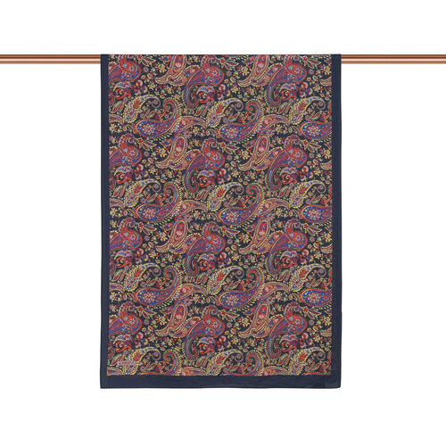 Navy Burgundy Mezopotamya Print Tencel Scarf