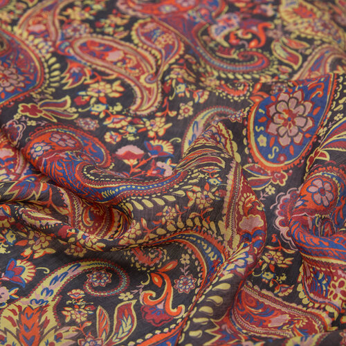 Navy Burgundy Mezopotamya Print Tencel Scarf
