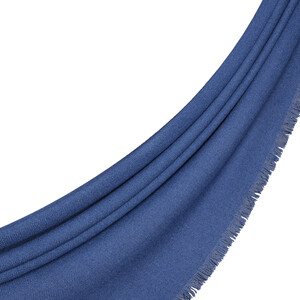 Navy Cashmere Wool Silk Scarf - Thumbnail