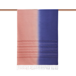ipekevi - Navy Copper Mono Striped Gradient Silk Scarf (1)
