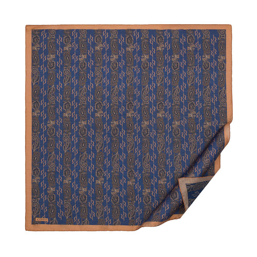 Navy Copper Monogram Print Tencel Scarf