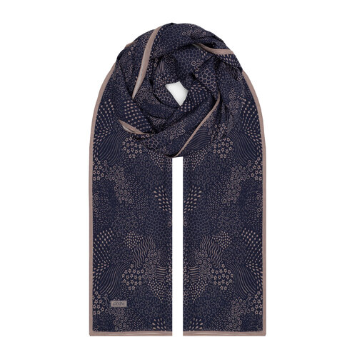 Navy Ethnic Harmony Print Cotton Scarf