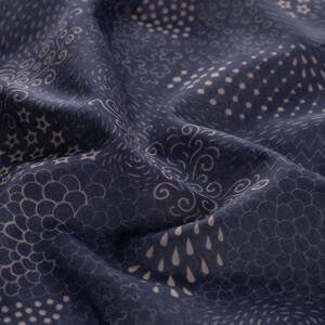 ipekevi - Navy Ethnic Harmony Print Cotton Scarf (1)