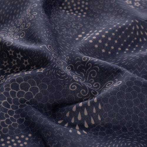 Navy Ethnic Harmony Print Cotton Scarf