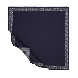 Navy Ethnic Monogram Twill Silk Scarf Model 02 - Thumbnail