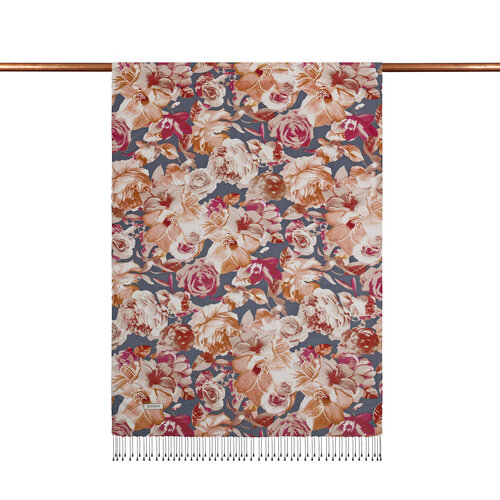 Navy Floral Chaos Print Silk Scarf