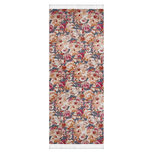 Navy Floral Chaos Print Silk Scarf