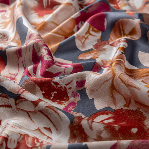 Navy Floral Chaos Print Silk Scarf