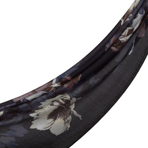 Navy Florescence Print Tencel Scarf