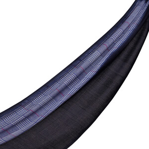 Navy Glen Plaid Wool Scarf - Thumbnail