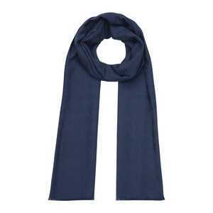 Navy Goose Foot Patterned Jacquard Wool Silk Shawl - Thumbnail