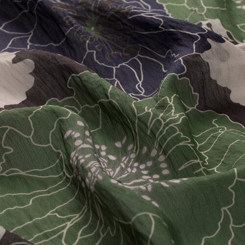 Navy Green Hydrangea Print Tencel Scarf
