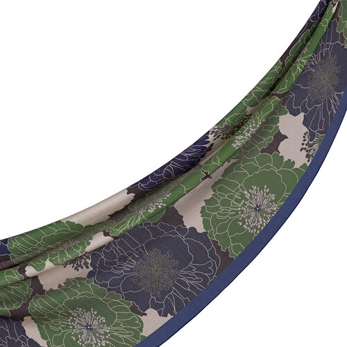Navy Green Hydrangea Print Tencel Scarf