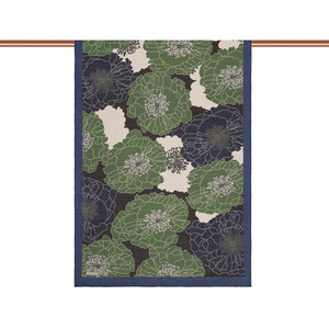 Navy Green Hydrangea Print Tencel Scarf - Thumbnail