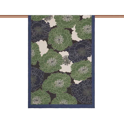 Navy Green Hydrangea Print Tencel Scarf