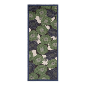 Navy Green Hydrangea Print Tencel Scarf - Thumbnail