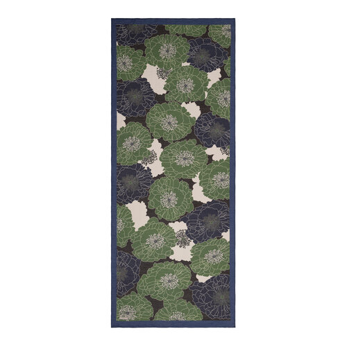 Navy Green Hydrangea Print Tencel Scarf
