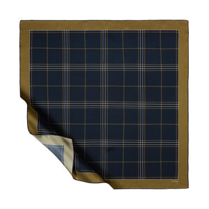 Navy Highlander Plaid Silk Twill Scarf - Thumbnail