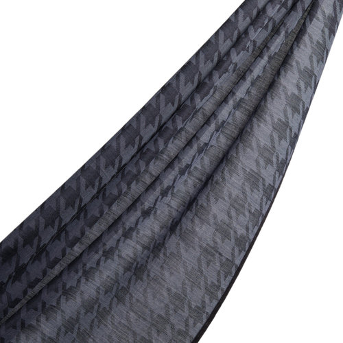 Navy Houndstooth Patterned Scarf
