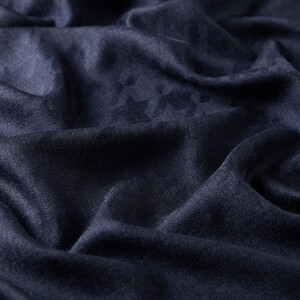 ipekevi - Navy Houndstooth Patterned Wool Silk Scarf (1)