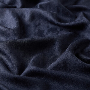 ipekevi - Navy Houndstooth Patterned Wool Silk Scarf (1)