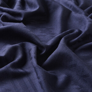 Navy Houndstooth Print Wool Silk Scarf - Thumbnail