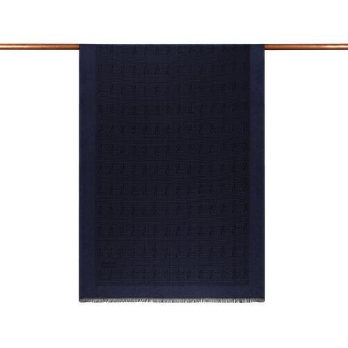 Navy IE Monogram Cotton Silk Scarf