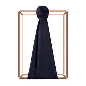 Navy IE Monogram Cotton Silk Scarf - Thumbnail