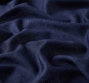 Navy Ikat Print Wool Silk Scarf - Thumbnail