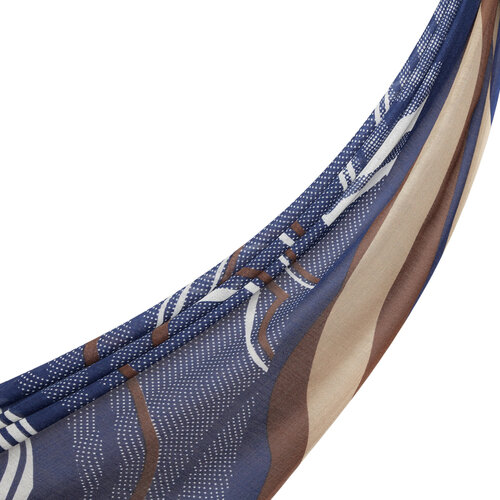 Navy Karma Print Wool Silk Scarf