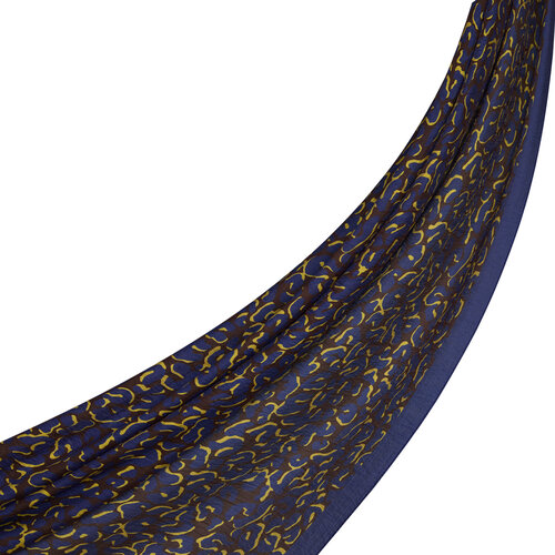 Navy Leopar Print Tencel Scarf