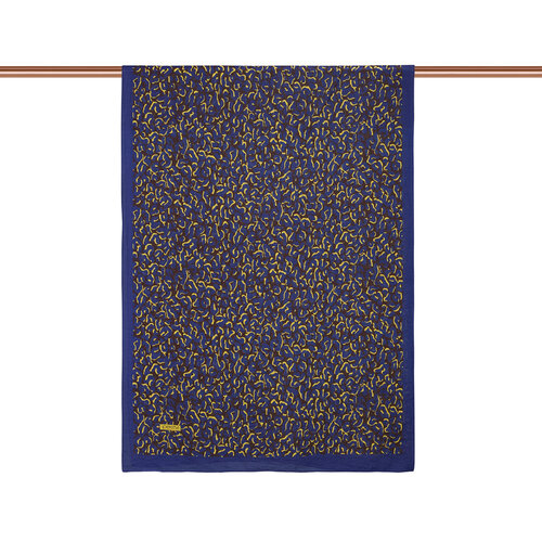 Navy Leopar Print Tencel Scarf