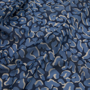 Navy Leopard Print Cotton Scarf - Thumbnail