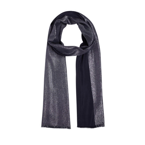 Navy Lurex Cotton Silk Scarf