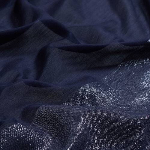 Navy Lurex Cotton Silk Scarf
