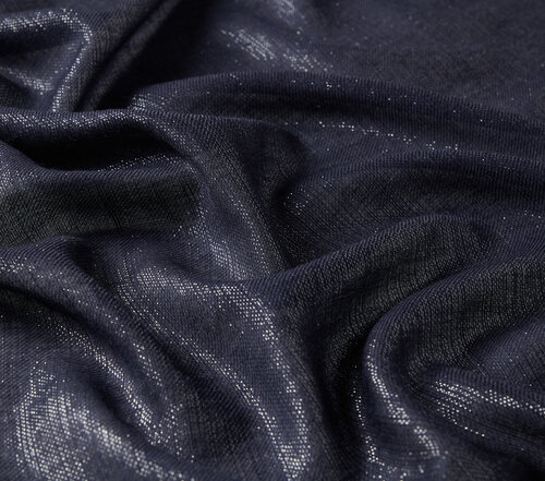 Navy Lurex Wool Silk Scarf